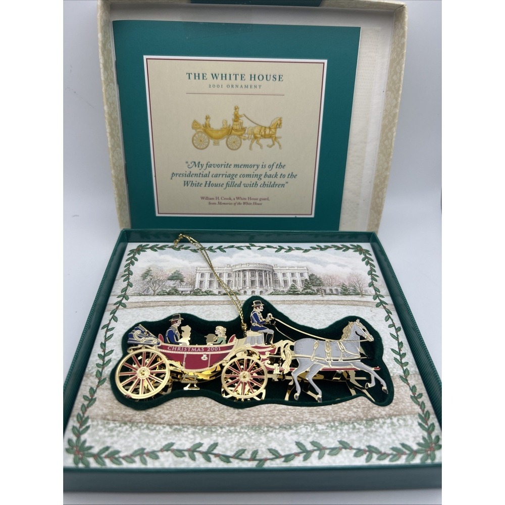 Vintage‎ White House Historical Association Christmas Ornament 2001 Carriage USA
